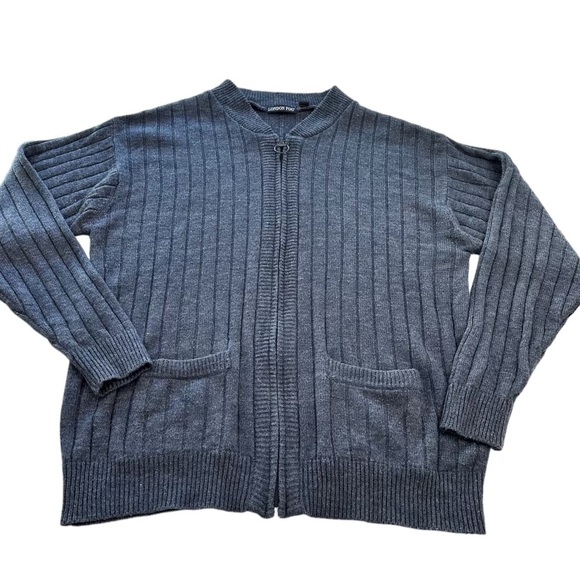 London Fog Zip Up Blue Cardigan Sweater Men’s Size X-Large - Picture 1 of 9